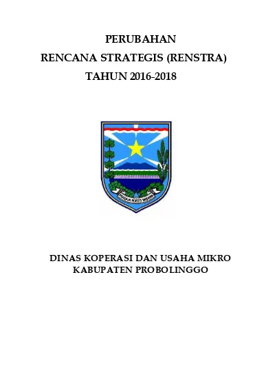 PERUBAHAN RENCANA STRATEGIS RENSTRA TAHUN DINAS KOPERASI DAN USAHA
