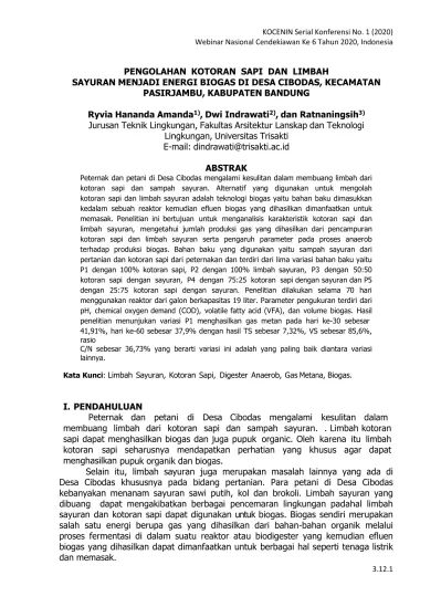 Pengolahan Kotoran Sapi Dan Limbah Sayuran Menjadi Energi Biogas Di