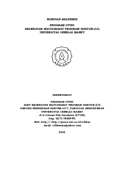 PANDUAN AKADEMIK PROGRAM STUDI KESEHATAN MASYARAKAT PROGRAM DOKTOR S3