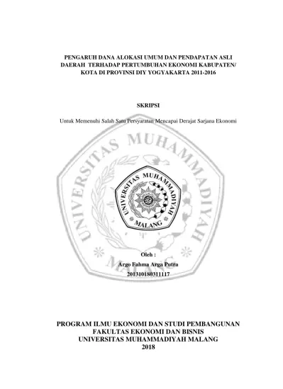 Pengaruh Dana Alokasi Umum Dan Pendapatan Asli Daerah Terhadap