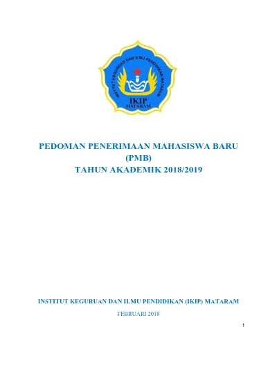 PEDOMAN PENERIMAAN MAHASISWA BARU PMB TAHUN AKADEMIK 2018 2019