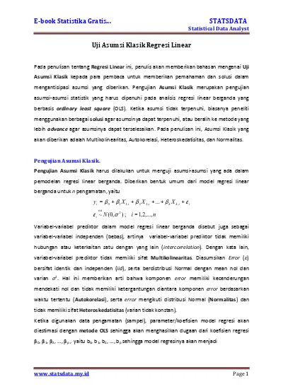 Top Pdf Analisis Regresi Dan Uji Asumsi Klasik Dok