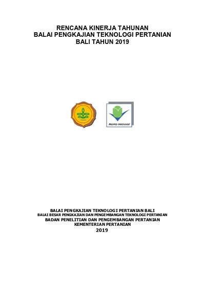 Rencana Kinerja Tahunan Balai Pengkajian Teknologi Pertanian Bali Tahun