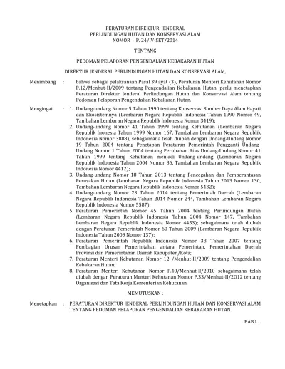 Peraturan Direktur Jenderal Perlindungan Hutan Dan Konservasi Alam