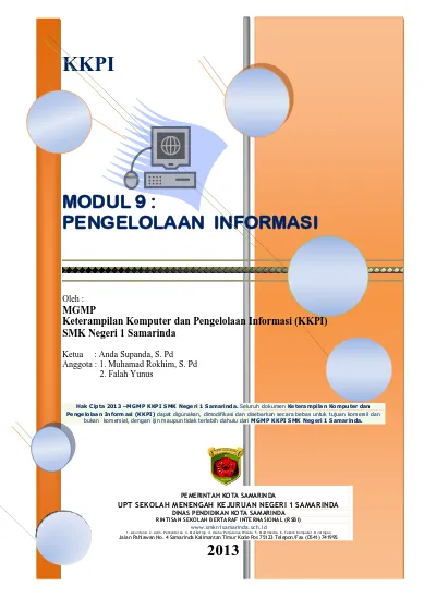 Modul Pengelolaan Informasi Oleh Mgmp Keterampilan Komputer Dan