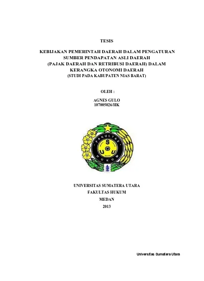 TESIS KEBIJAKAN PEMERINTAH DAERAH DALAM PENGATURAN SUMBER PENDAPATAN