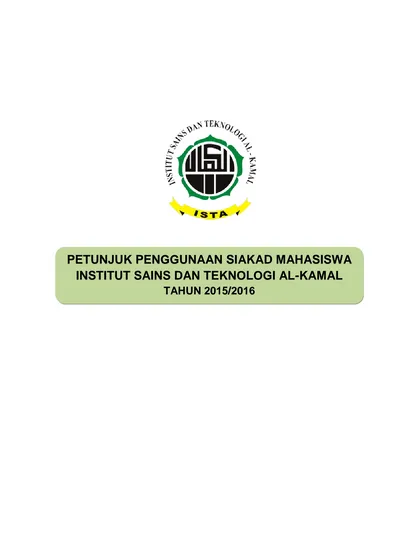 PETUNJUK PENGGUNAAN SIAKAD MAHASISWA INSTITUT SAINS DAN TEKNOLOGI AL KAMAL