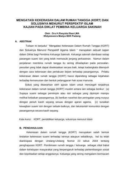 Mengatasi Kekerasan Dalam Rumah Tangga Kdrt Dan Solusinya Menurut