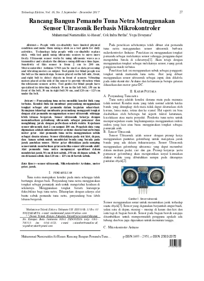 Rancang Bangun Pemandu Tuna Netra Menggunakan Sensor Ultrasonik