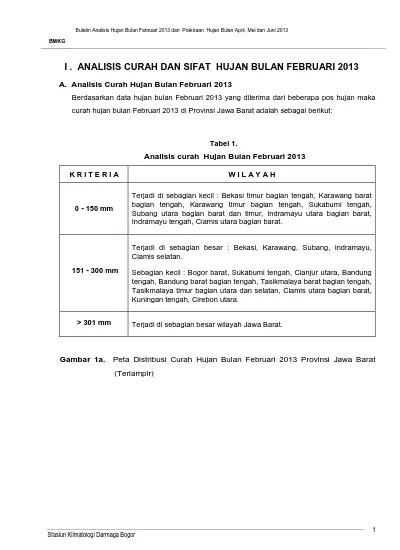 I Analisis Curah Dan Sifat Hujan Bulan Februari