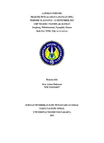 Laporan Individu Praktik Pengalaman Lapangan Ppl Periode Agustus