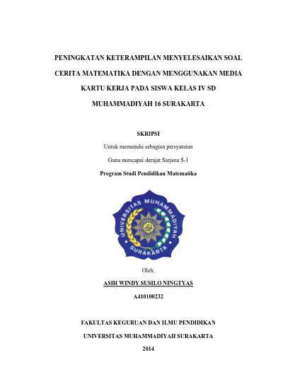 Peningkatan Keterampilan Menyelesaikan Soal Peningkatan Keterampilan