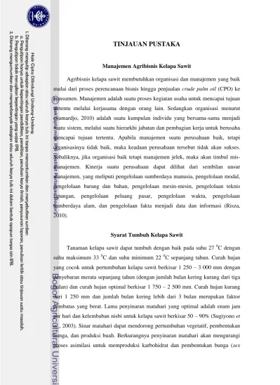 Tinjauan Pustaka Manajemen Agribisnis Kelapa Sawit Syarat Tumbuh Kelapa