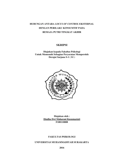 HUBUNGAN ANTARA LOCUS OF CONTROL EKSTERNAL DENGAN PERILAKU KONSUMTIF