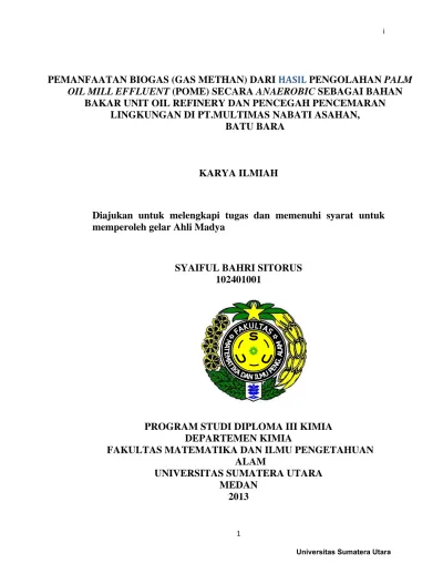 Pemanfaatan Biogas Gas Methan Dari Hasil Pengolahan Palm Oil Mill