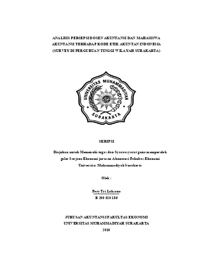 ANALISIS PERSEPSI DOSEN AKUNTANSI DAN MAHASISWA AKUNTANSI TERHADAP KODE