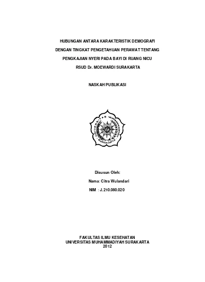 Hubungan Antara Karakteristik Demografi Dengan Tingkat Pengetahuan