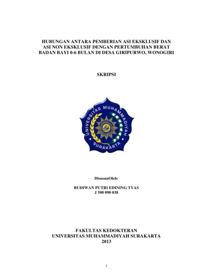 Top PDF Tabulasi Silang Antara Pemberian ASI Eksklusif 123dok