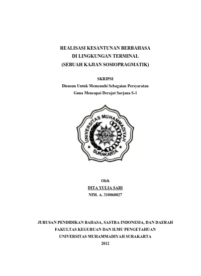 Realisasi Kesantunan Berbahasa Di Lingkungan Terminal Realisasi