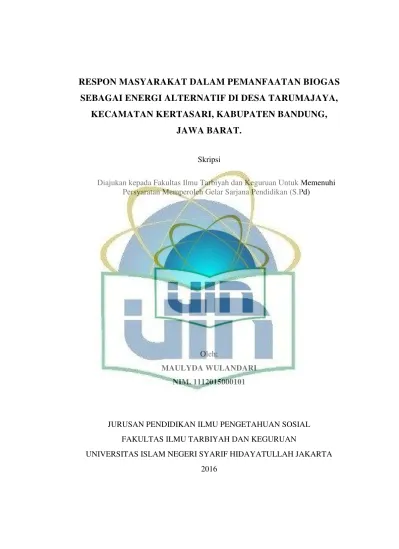 Respon Masyarakat Dalam Pemanfaatan Biogas Sebagai Energi Alternatif Di