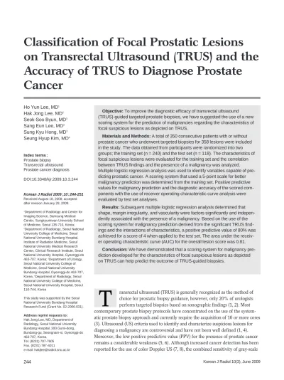 T Classification Of Focal Prostatic Lesionson Transrectal Ultrasound