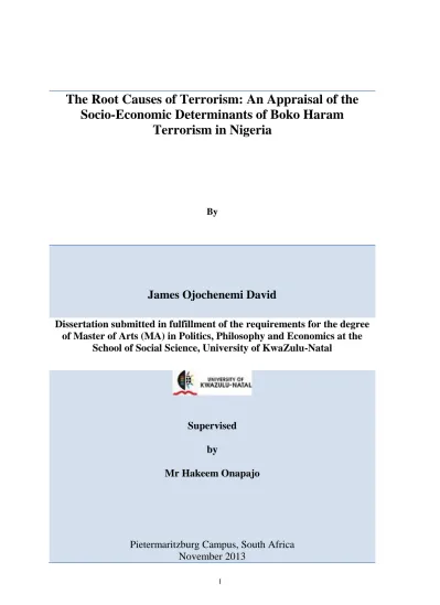 The Root Causes Of Terrorism An Appraisal Of The Socio Economic