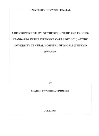 A Descriptive Study Of The Structure And Process Standards In The