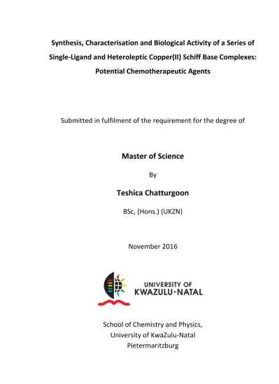 Synthesis Characterisation And Biological Activity Of A Series Of