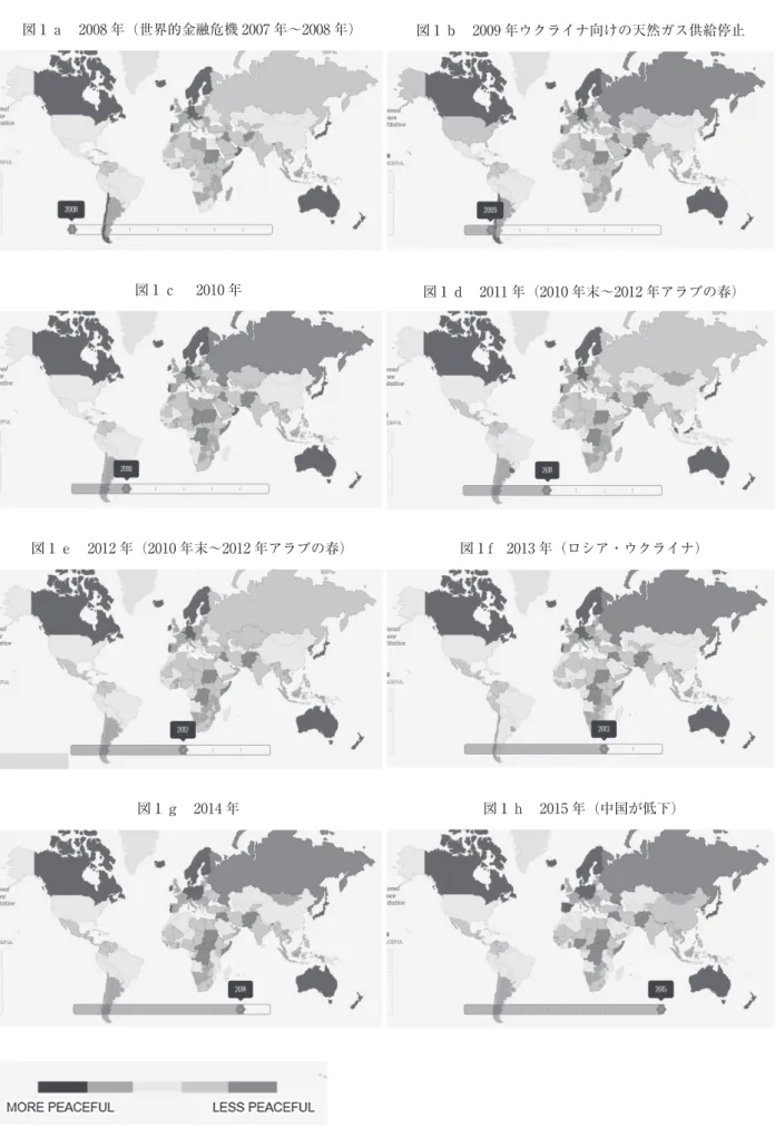 図 1 世界平和度指数 Global Peace Index の推移（2008 年～2015 年）