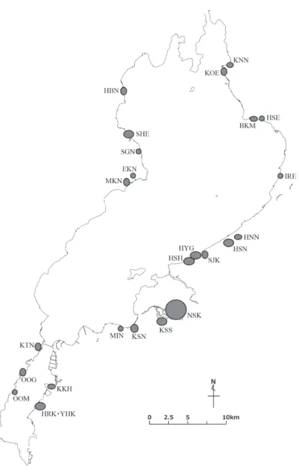 図 1 　調査集団位置図
