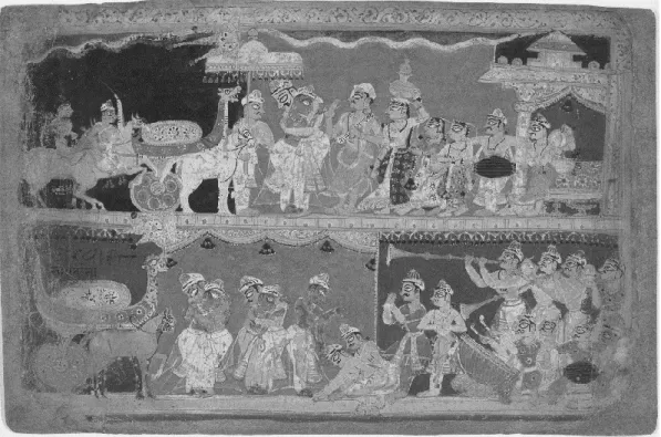 図   5  Bhāgavata-purāṇa: Mathurā で歓迎されるクリシュナ、 