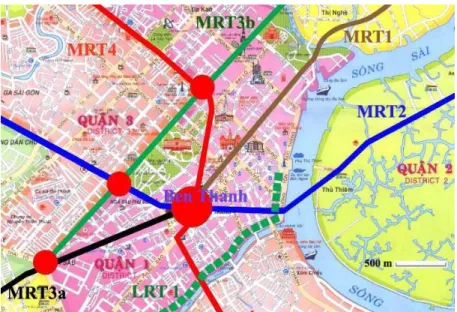 Figure 3.9 : MRT master plan map in city centre area of HCMC  b. Phase-II survey 