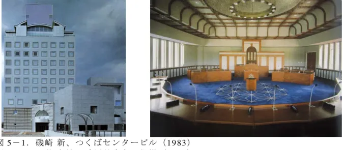 図 5 － 1 ．磯崎 新、つくばセンタービル（ 1 9 83 ） 図 5 － 2 ．石井 和紘、香川県直島町役場（ 1 9 83 ）