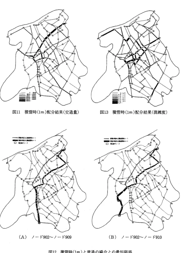 図 1 2 積雪時 ( 1 m ) と普通の場合との最短経路