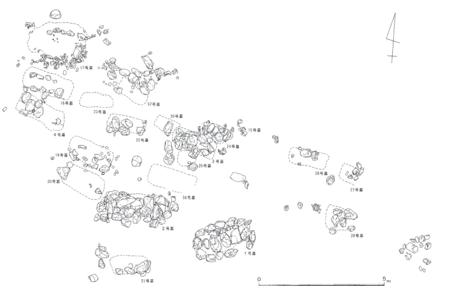 図 2 堀部第 1 遺跡西区における配石墓の検出状況 ［赤澤編 2005］より