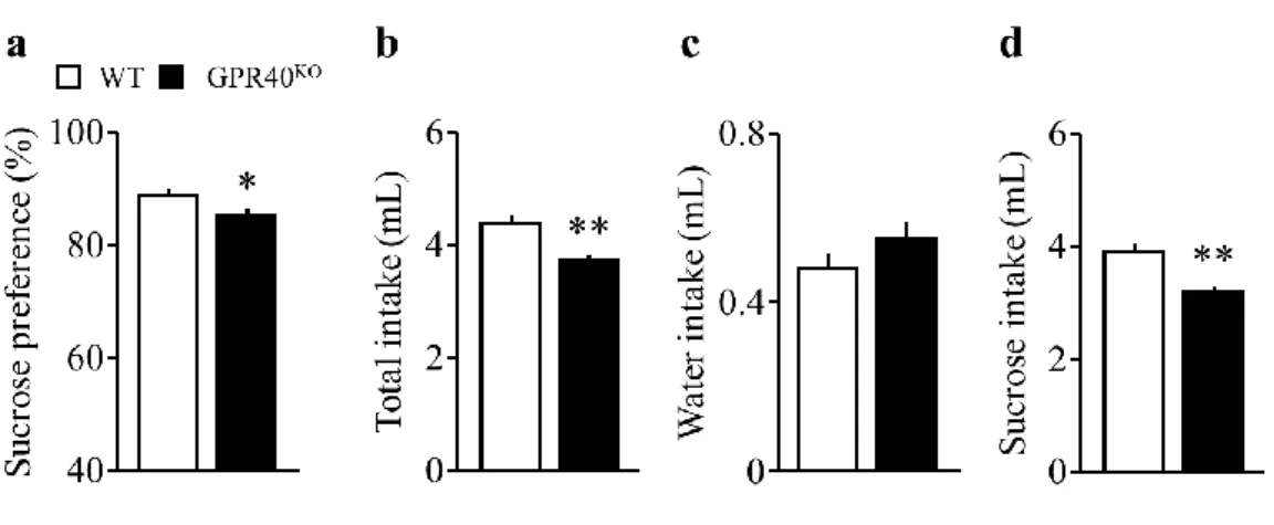 Fig.  3.  Effect  of  GPR40/FFAR1  deletion  on  depression-like  behavior  in  the  sucrose  preference  test