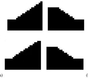 Fig. 10. Cross section of the screen and pyramidal structure on the x-z plane used (a) in Figs