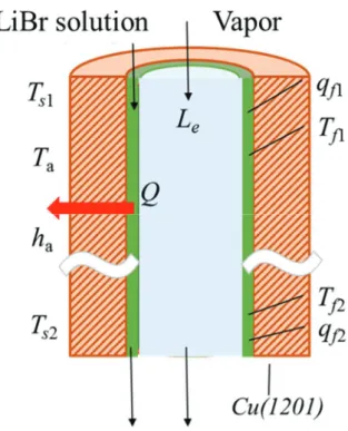 Fig .4-14  Schematic diagram of heat transfer model on steam absorption in absorber 