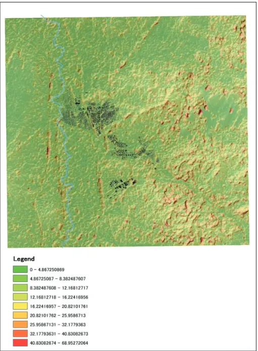 Figure 3.9 Slope map of basin area 
