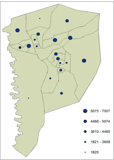 Figure 3.17 Map of population number, 2014 