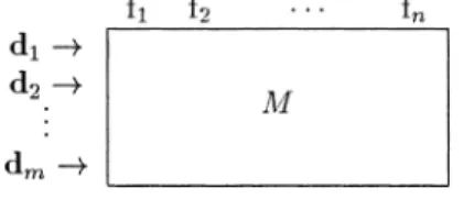 図 1 データ行列 M によるメタデータの表現 Fig. 1 Metadata represented in data matrix M .