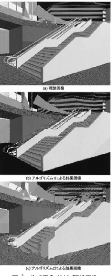 図 9 生成画像および理論画像 Fig. 9 Resulting and theoretical images.