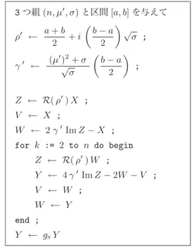 図 10 中間固有対用フィルタの作用 Y ← F  X の算法 Fig. 10 Algorithm of an application of the ﬁlter Y ← F  X for