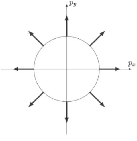 Figure 1.7: Schematic illustration of the electron spin configuration on Fermi sur- sur-face induced by the Weyl interaction