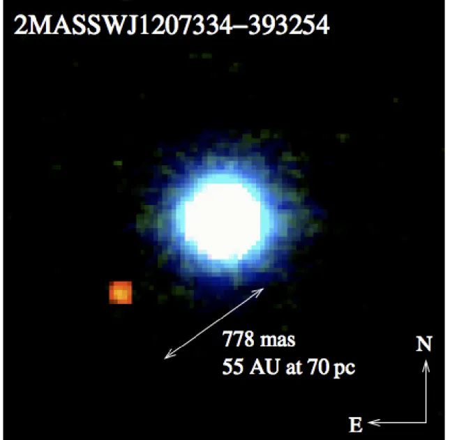図 2.2 2M1207 の複数の画像を合成したもの。