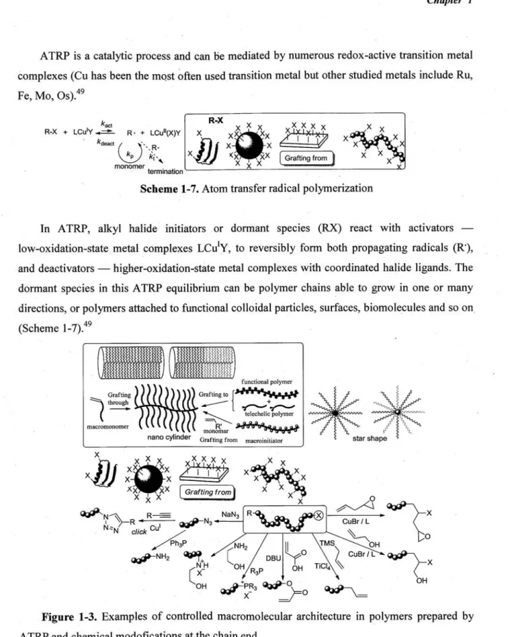Figure   1-3.   Examples   of  controlled   macromolecular   architecture  ATRP  and  chemical  modofications  at  the  chain  end.