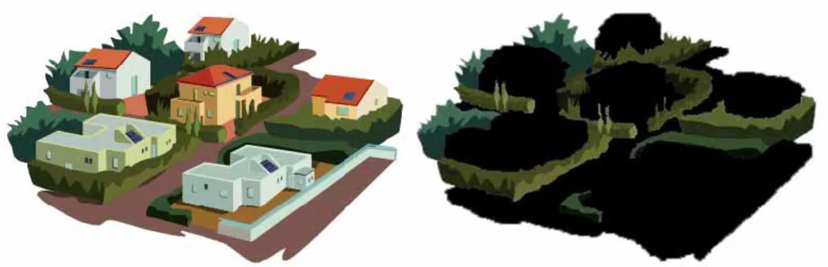 Fig.  1-3  Visualization  of  the  terms  “settlement  area”  and  “soil  sealing”.  The  left  hand  shows  an 