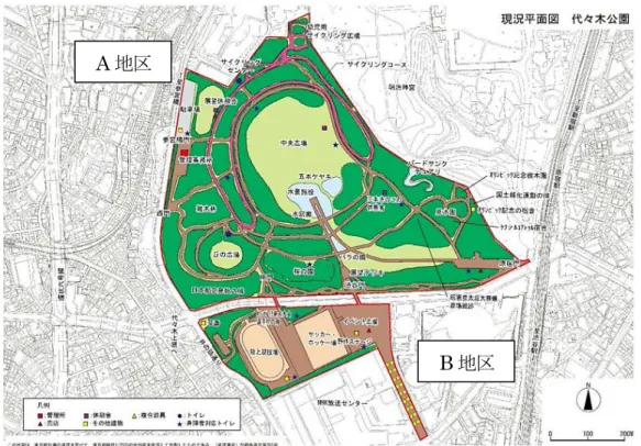 図 4  代々木公園園内図（東京都建設局 2015 より引用） 
