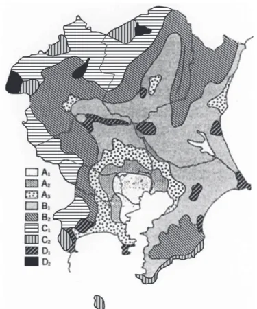 Fig. 2   Regionalization of the Kanto district in terms of agricultural land use patterns(Yamamoto and  Saito, 1986)