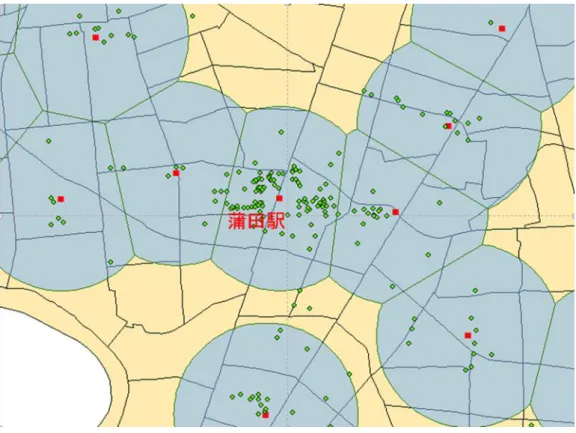 図 6  面積按分の一例 ( 蒲田駅近辺 ) 